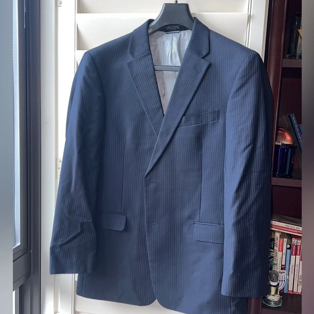 Tommy Hilfiger Navy Striped Suit Set Jacket and pants - Picture 1 of 16